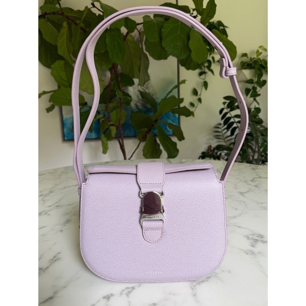 Senreve Cadence Crossbody Shoulder Bag Lavender Purple Pebbled Leather & Silver